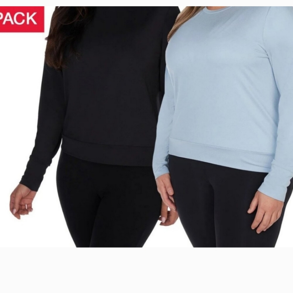 Lukka Lux 2-PACK Ladies Long Sleeve T-Shirt Wicking Relaxed,NWT - Picture 2 of 5
